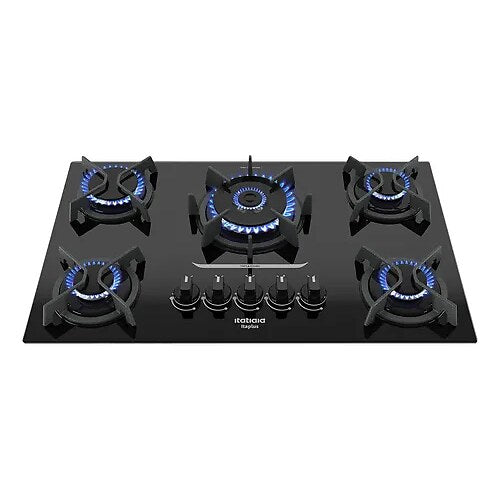 Cooktop a Gás Itaplus 5 Bocas Mesa de Vidro Tripla Chama